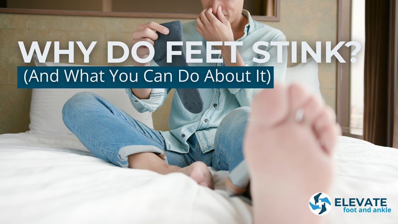 photo of a smelly foot with text