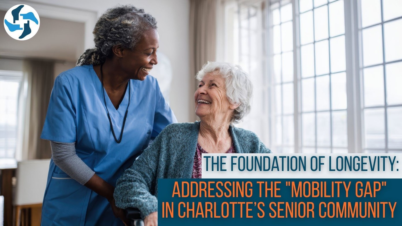 photo of a caregiver in Charlotte looking at a senior podiatric patient and smiling