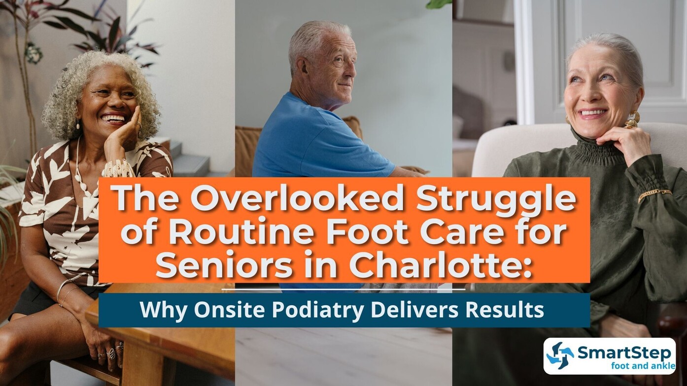 Photos of senior men and women in Charlotte who are happy after receiving podiatry care