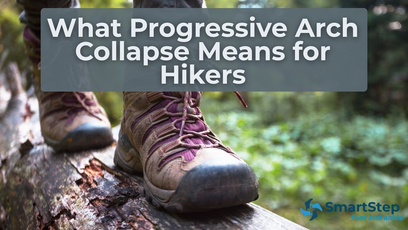 photo of a hiking boot with text