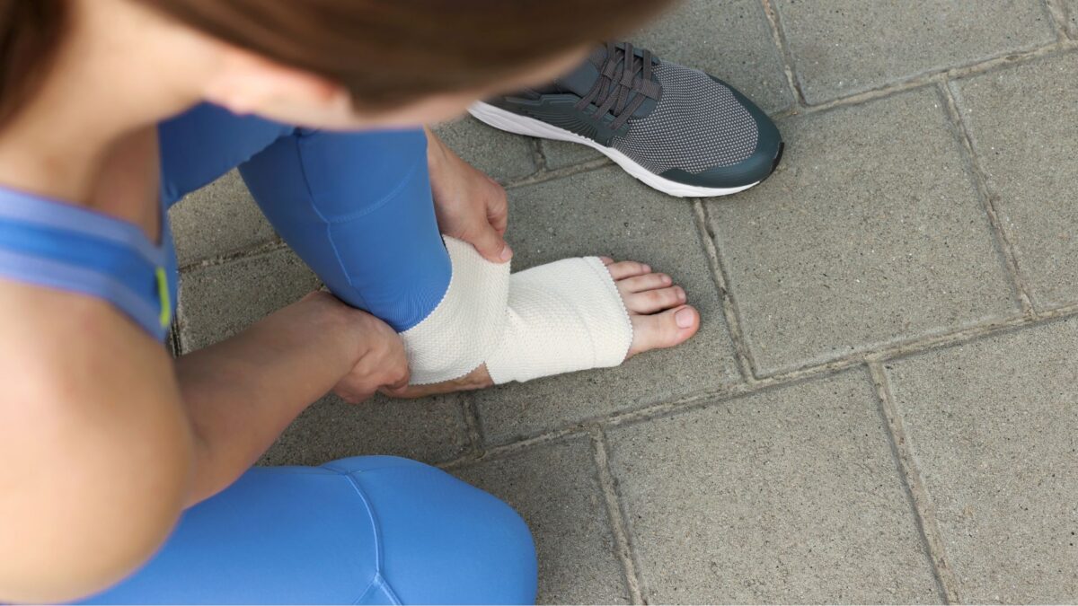 photo of a foot wrapped in a protective bandage