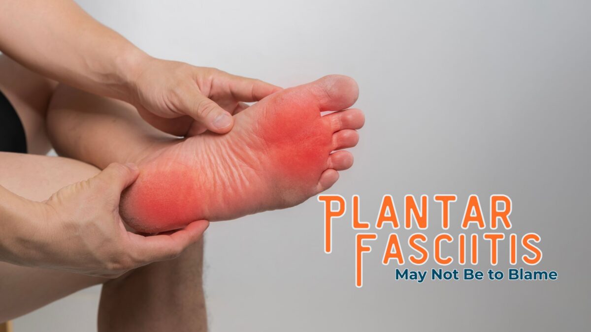 photo of a person holding a foot with an inflamed sole with text
