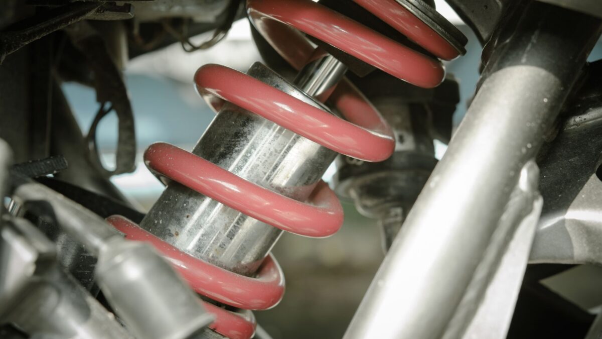 photo of a shock absorber in an automobile